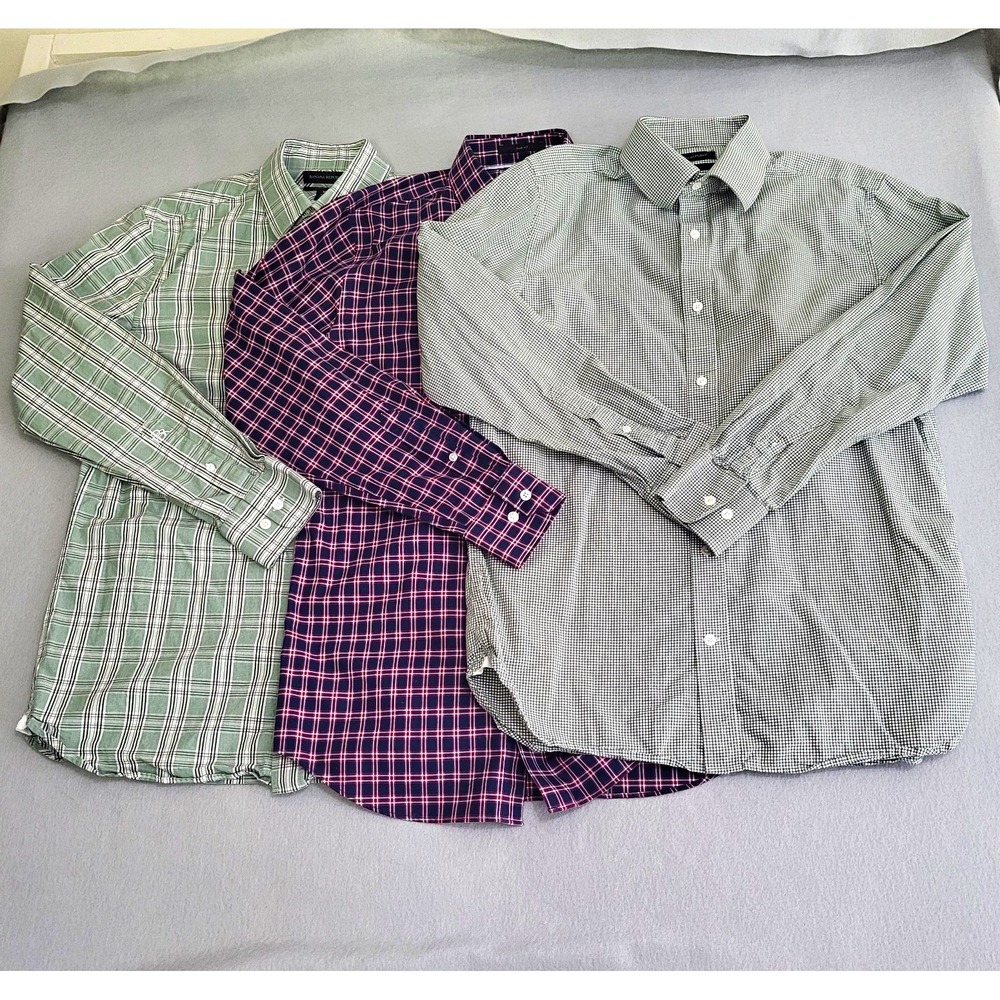 Banana Republic Slim Fit Long Sleeve Button Down Plaid Shirt Lot Of 3 Men's M